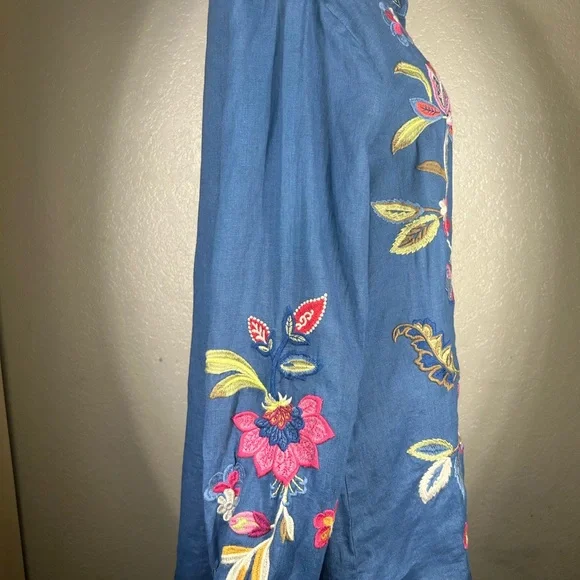 Johnny Was Butterfly Janie European Linen Shirt in Morning Glory NWT - Picture 5 of 11